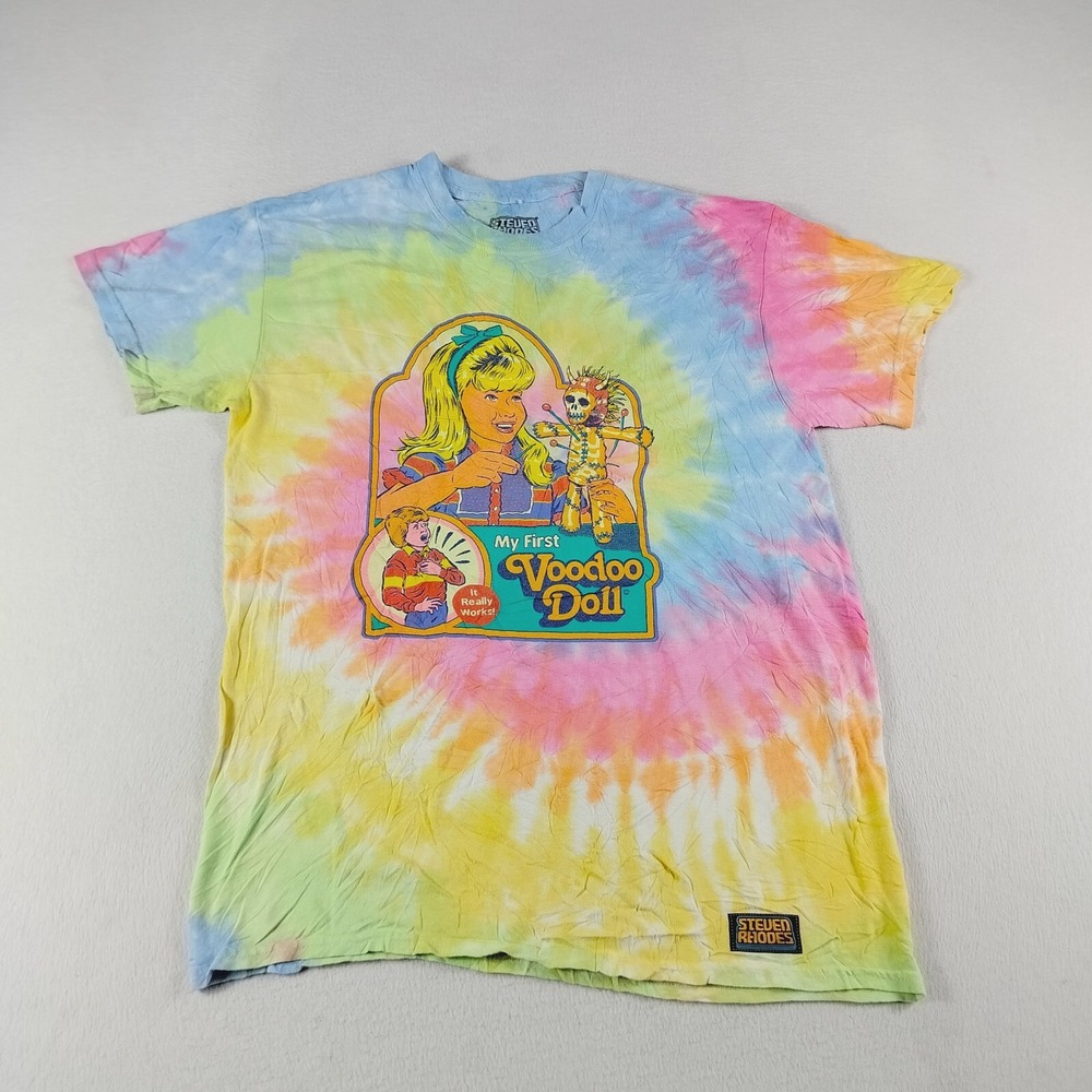 Steven Rhodes T Shirt Womens Size M Pastel‎ My First Voodoo Doll Spiral Tie Dye